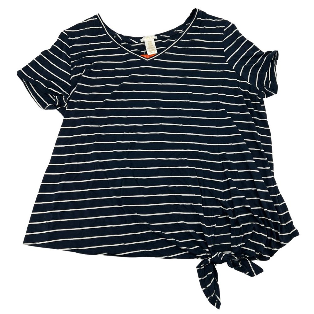 Matty M Women's Short Sleeve Top  Navy & White Striped M